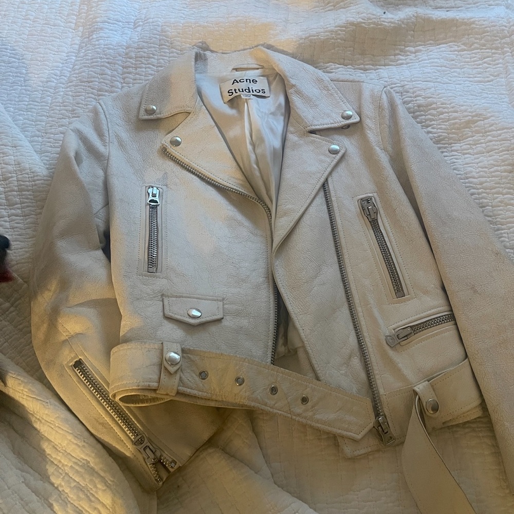 Acne Studios White / Cream Leather Jacket